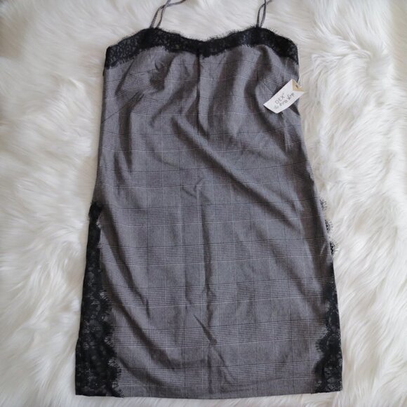 NEW Dex Black Houndstooth Plaid Lace Mini Dress Size Small - Picture 2 of 8